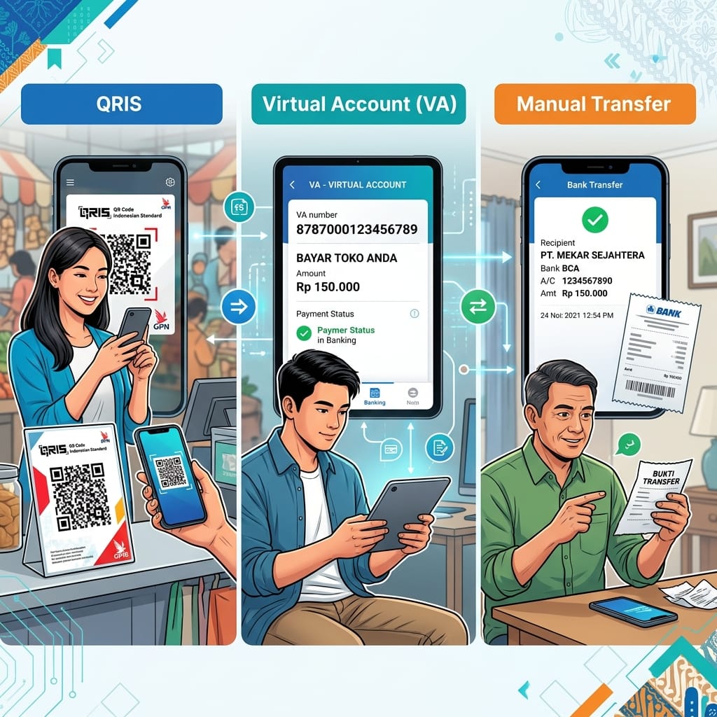 Perbedaan Pembayaran Iuran Warga Online via QRIS, VA, dan Transfer Manual
